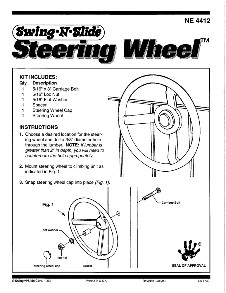 SwingNSlide Steering Wheel with Mounting Hardware Yellow Walmart