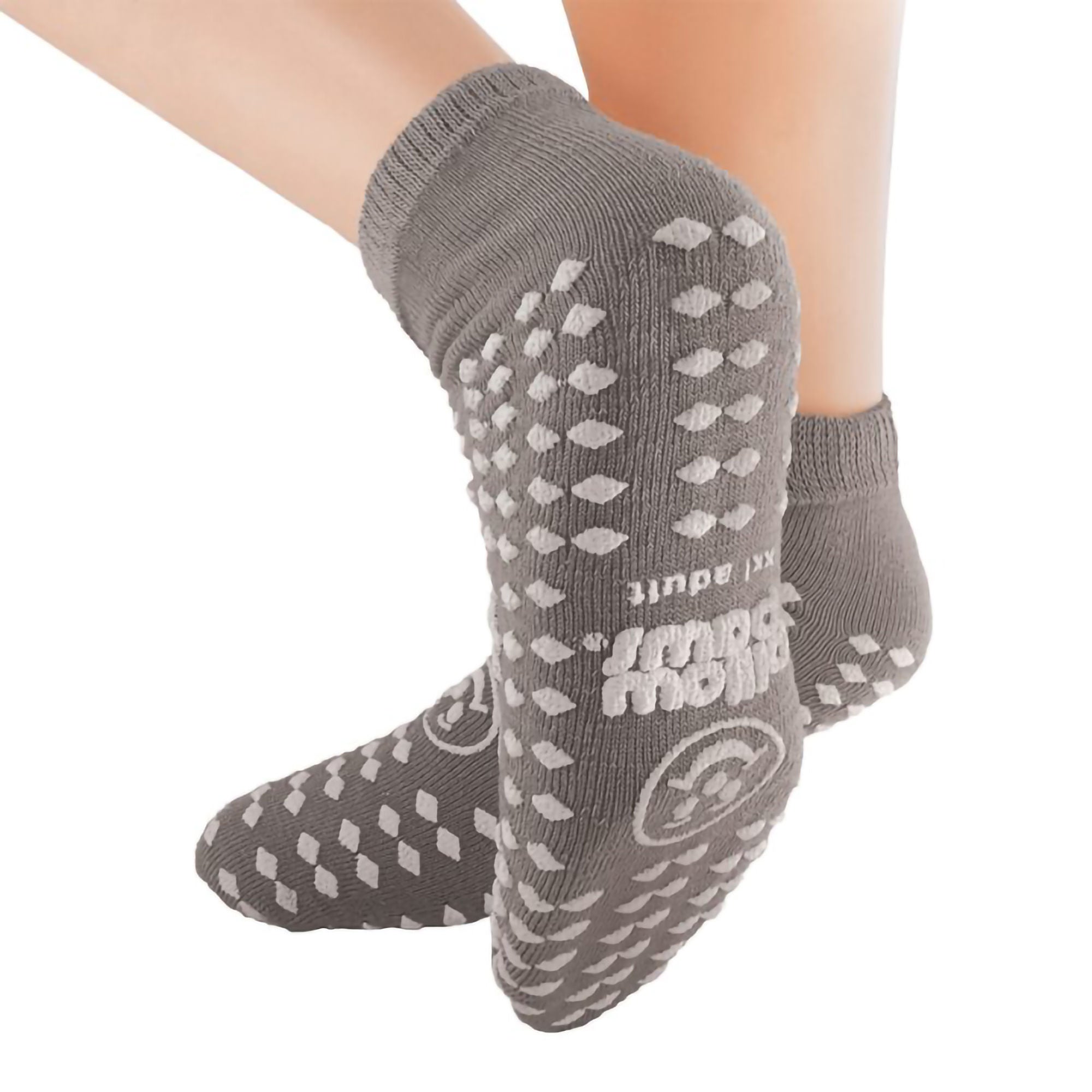 Pillow Paws® Slipper Socks Double Print, 2X-Large, Gray