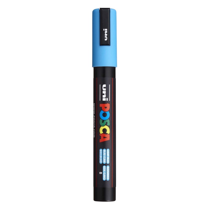 uni® POSCA PC-5M Water-Based Paint Markers, Reversible Medium Tip (1.8-2.5mm), Light Blue