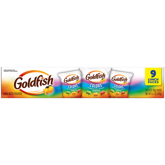 Goldfish® Colors Cheddar, 9 count box, 0.9 oz, bag - Back Image