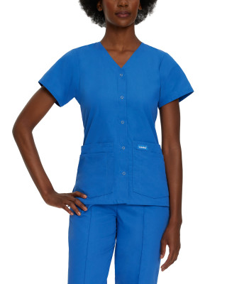 Landau 8232 Ladies 4 Pocket Rare Snap Front Scrub Top with Side Vents-Landau