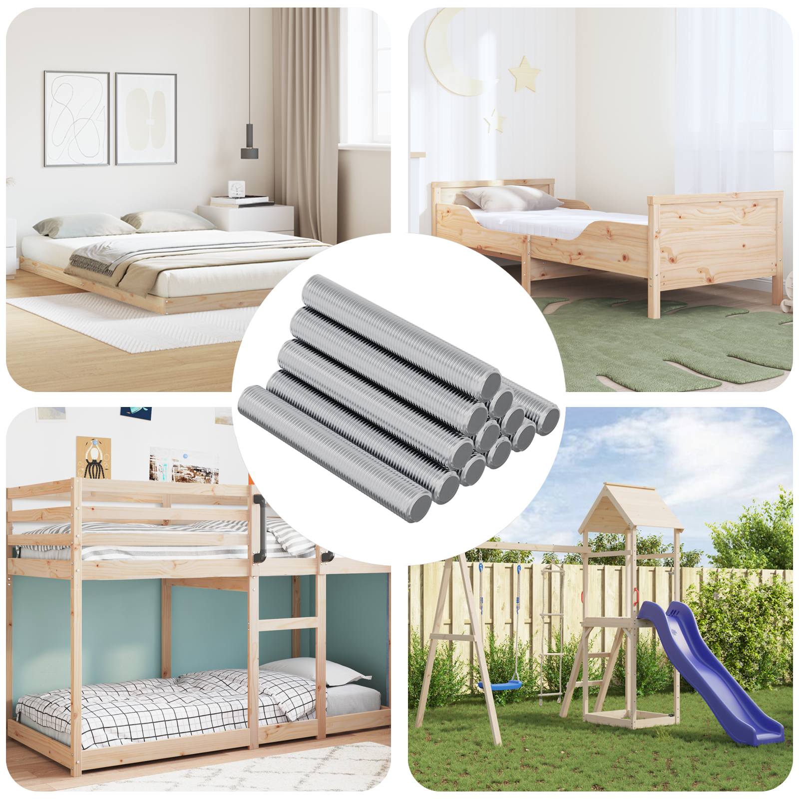 vidaXL Gewindestange 1000 pcs Silber Stahl – Bild 2
