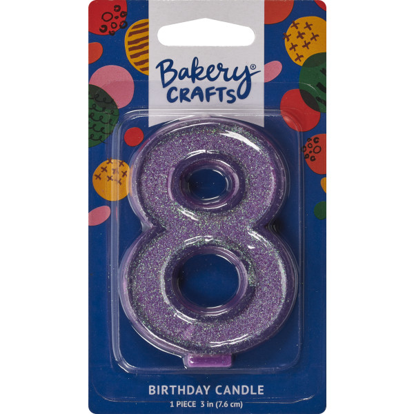 8 Glitter Numeral Candles
