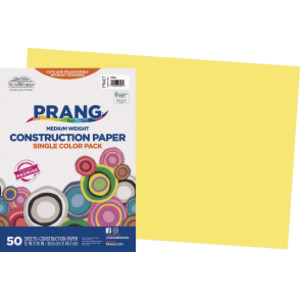 Construction Paper, Medium Weight, Yellow, 12" x 18", 50 Sheets