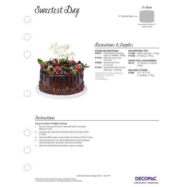 Sweetest Day Cake Decorating Instruction Card