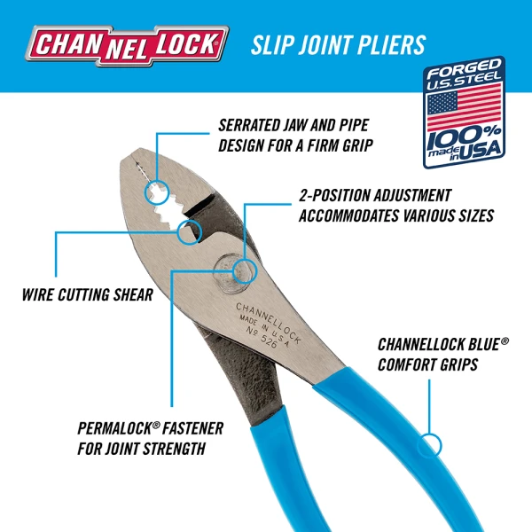 GS-27 8PC Straight Jaw Pliers Set with Wrench