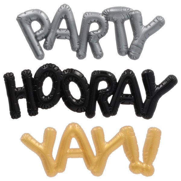 Mini Metallic Balloon Words Cupcake Layon