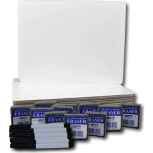 Dry Erase Board 9" x 12" + Pen + Student Eraser Set, 12 Sets