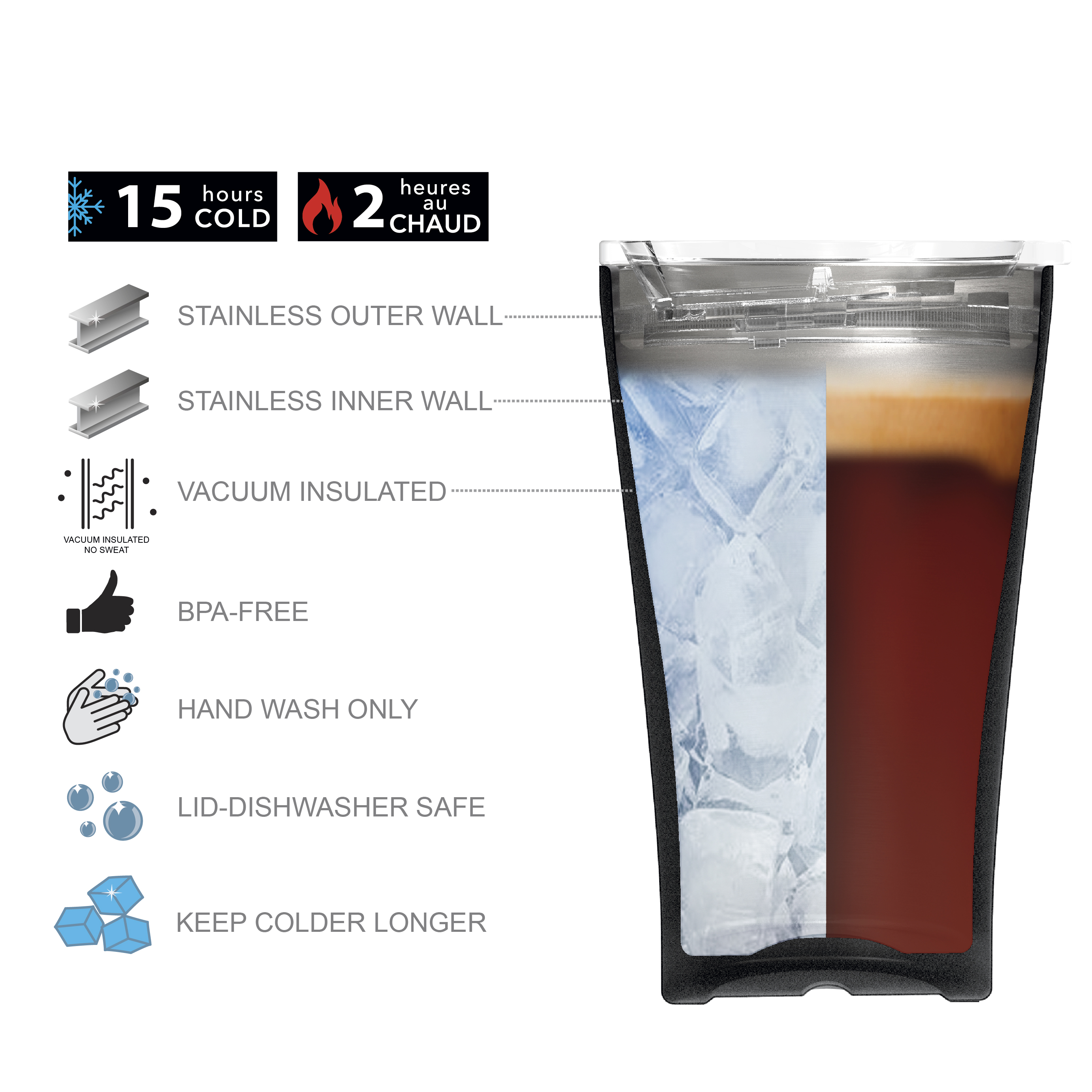 Zak Hydration 20 ounce Vacuum Insulated Stainless Steel Tumbler, Vin Scully, 2-piece set slideshow image 4 Zak Hydration 20 ounce Vacuum Insulated Stainless Steel Tumbler, Vin Scully, 2-piece set slideshow image 4