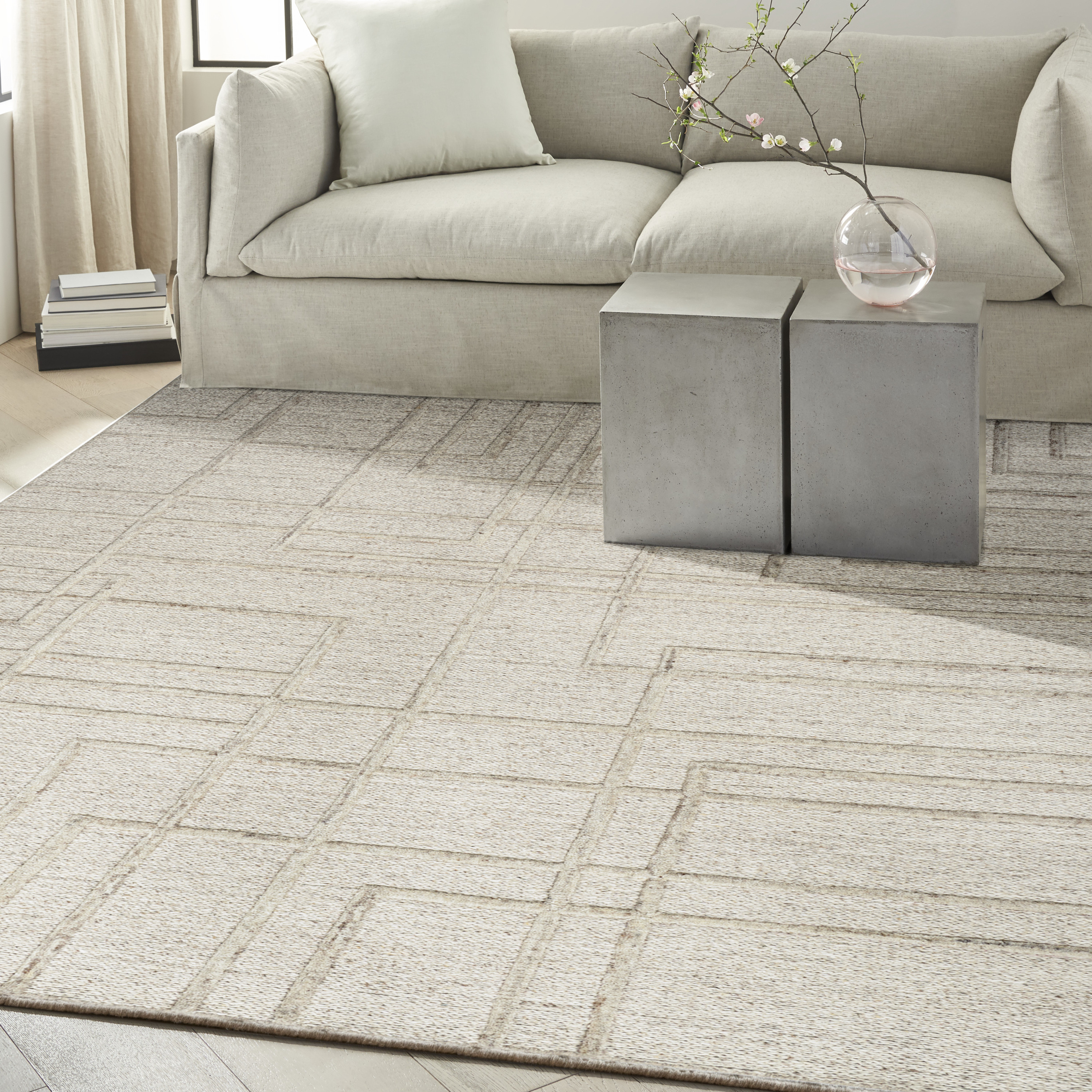 Calvin Klein CK045 Impressions 5'3" x 7'3" Silver Modern Indoor Rug