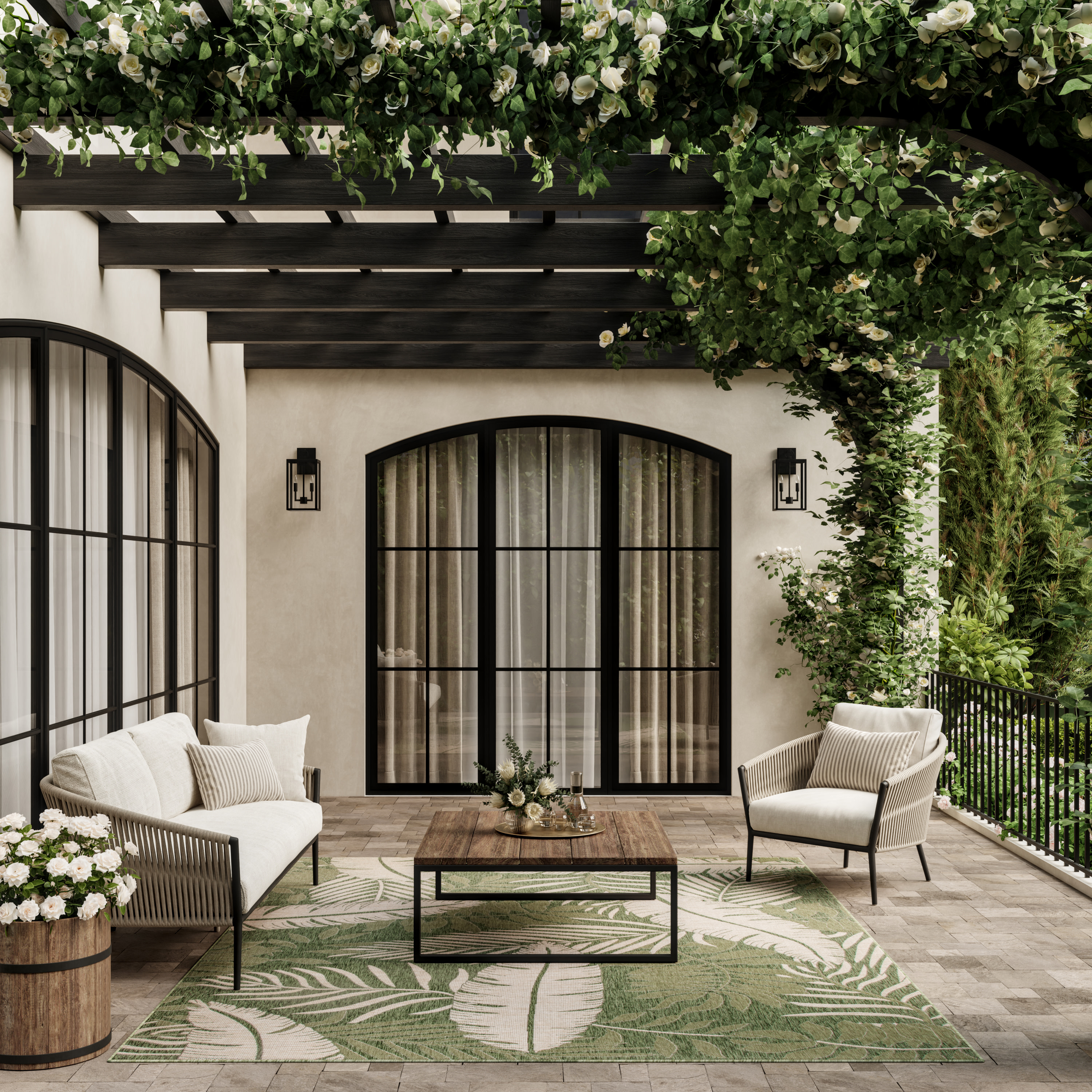 Nourison Garden Oasis 9' x 12' Green Ivory Outdoor Rug