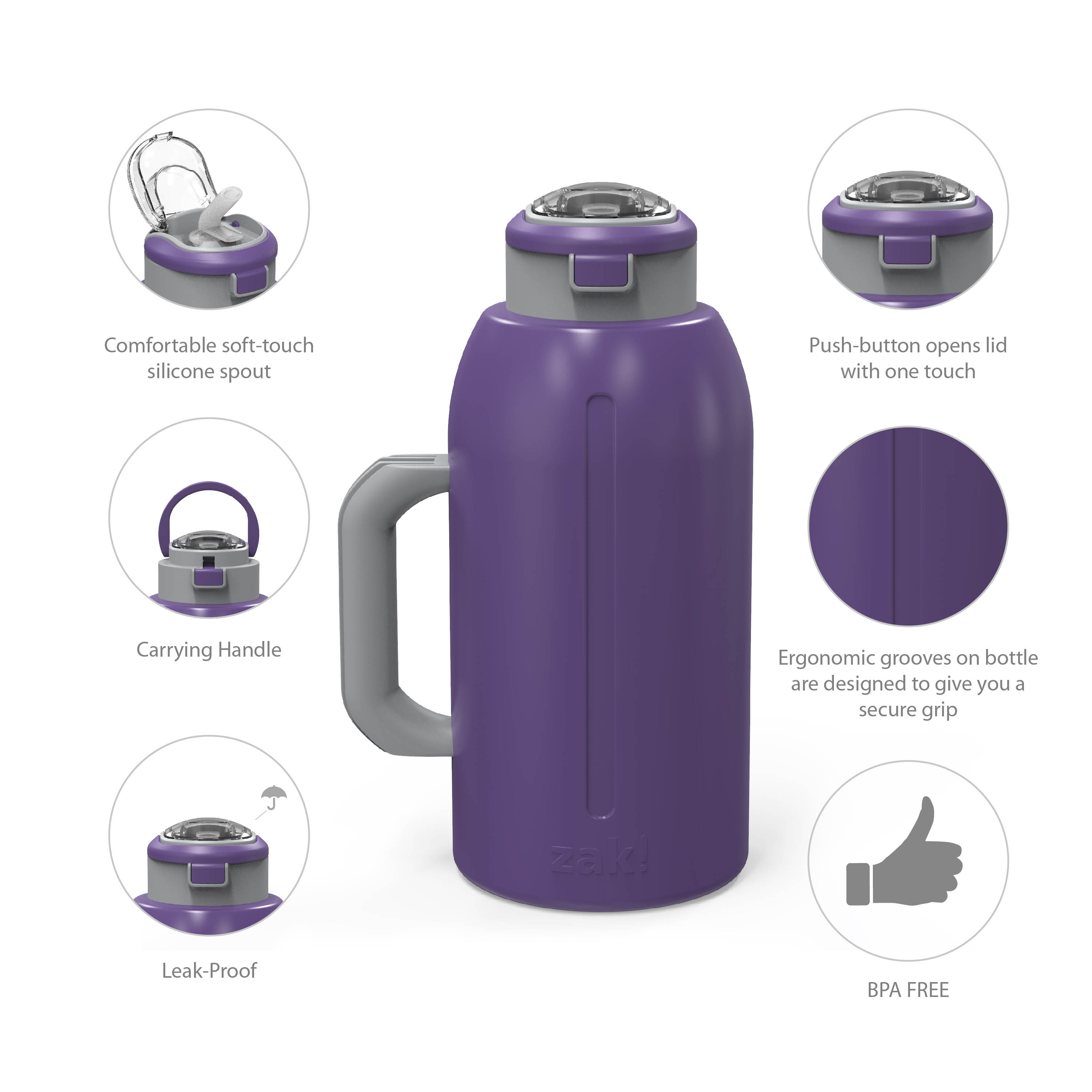 Genesis 64 ounce Stainless Steel Water Bottles, Viola slideshow image 7 Genesis 64 ounce Stainless Steel Water Bottles, Viola slideshow image 7