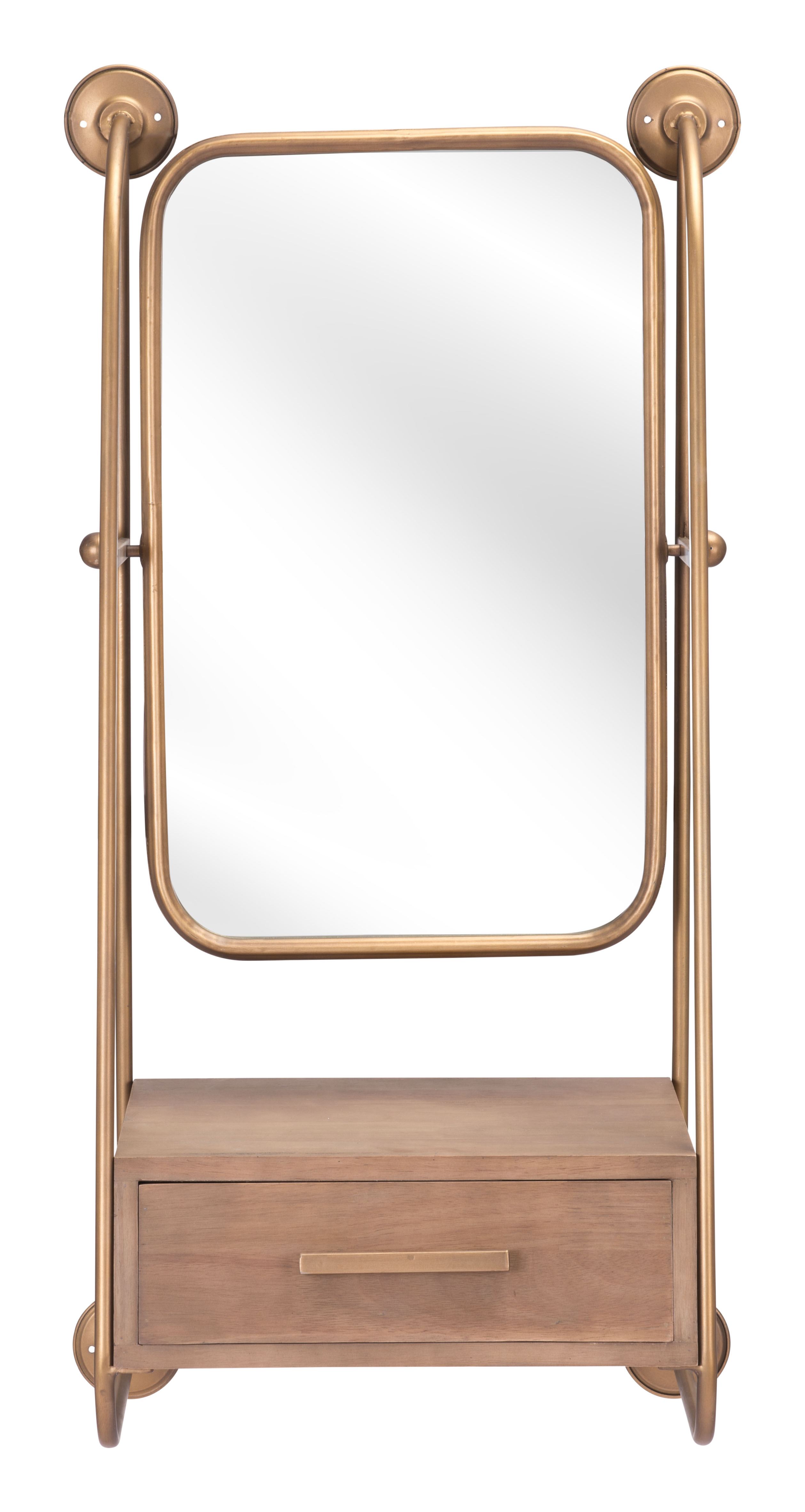 Peralta Mirror Shelf Brass & Brown product image
