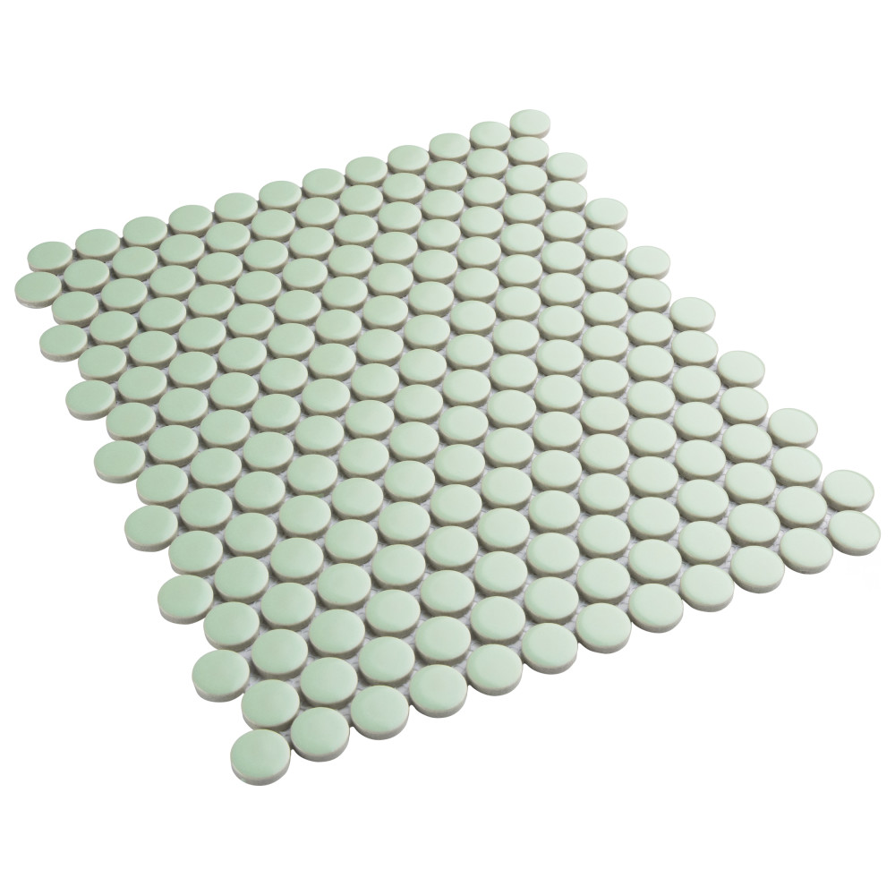 Sample – Metro Penny Matte Light Green Porcelain Mosaic Tile