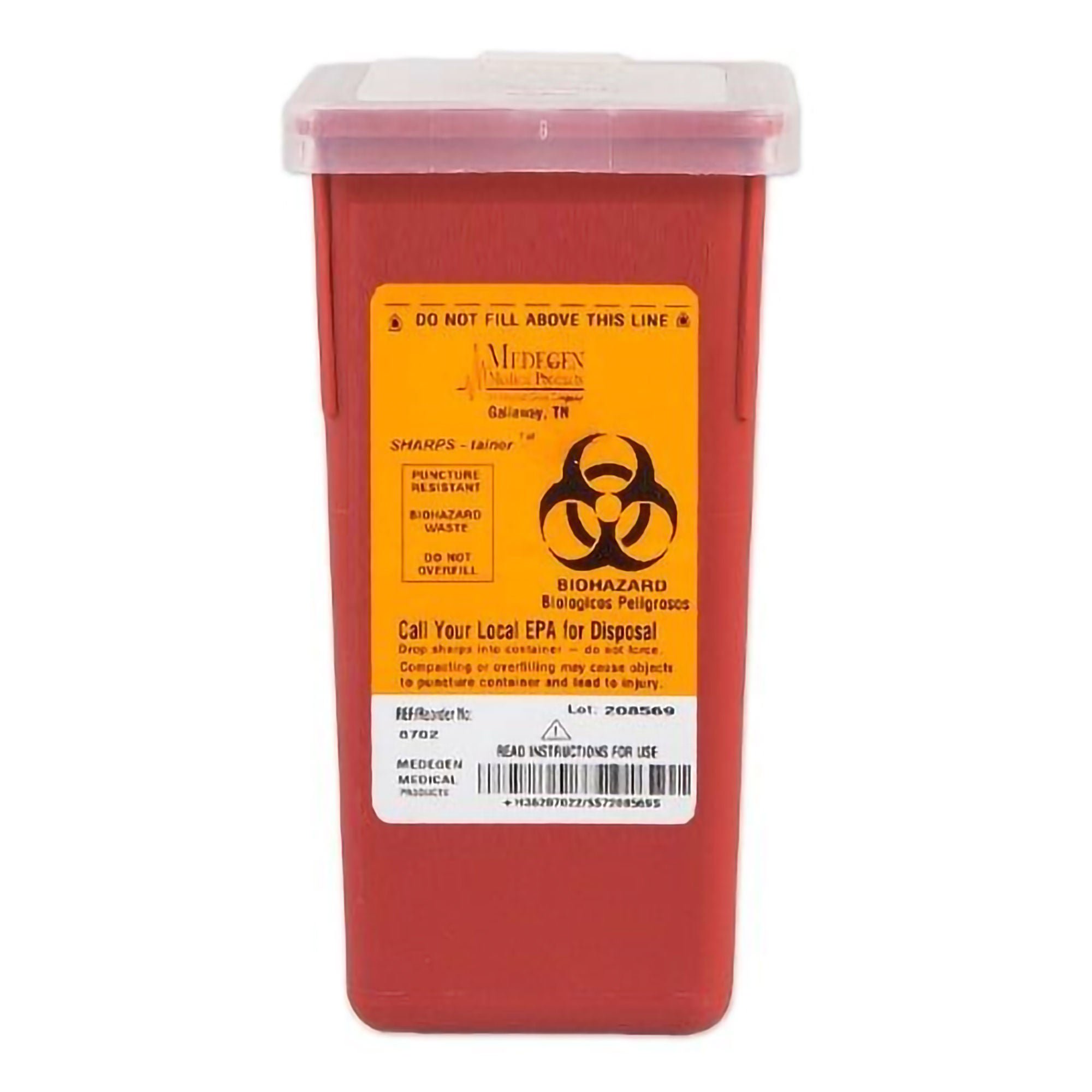 Sharps® Multi-purpose Sharps Container, 1 Quart, 7 x 3-1/2 x 3-1/2 Inch