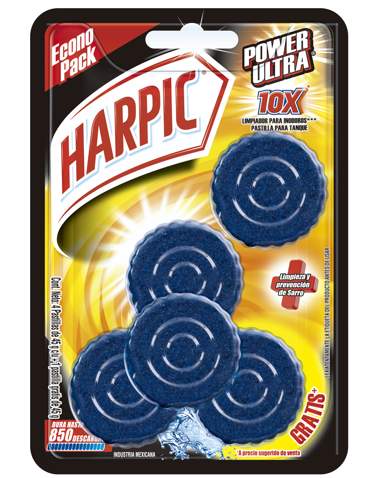 Harpic® 10 X Power Ultra Limpiador De Inodoros Pastilla Para Tanque 5pzas.