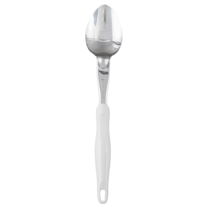 14-inch heavy-duty stainless steel solid basting spoon with white Ergo Grip™ handle