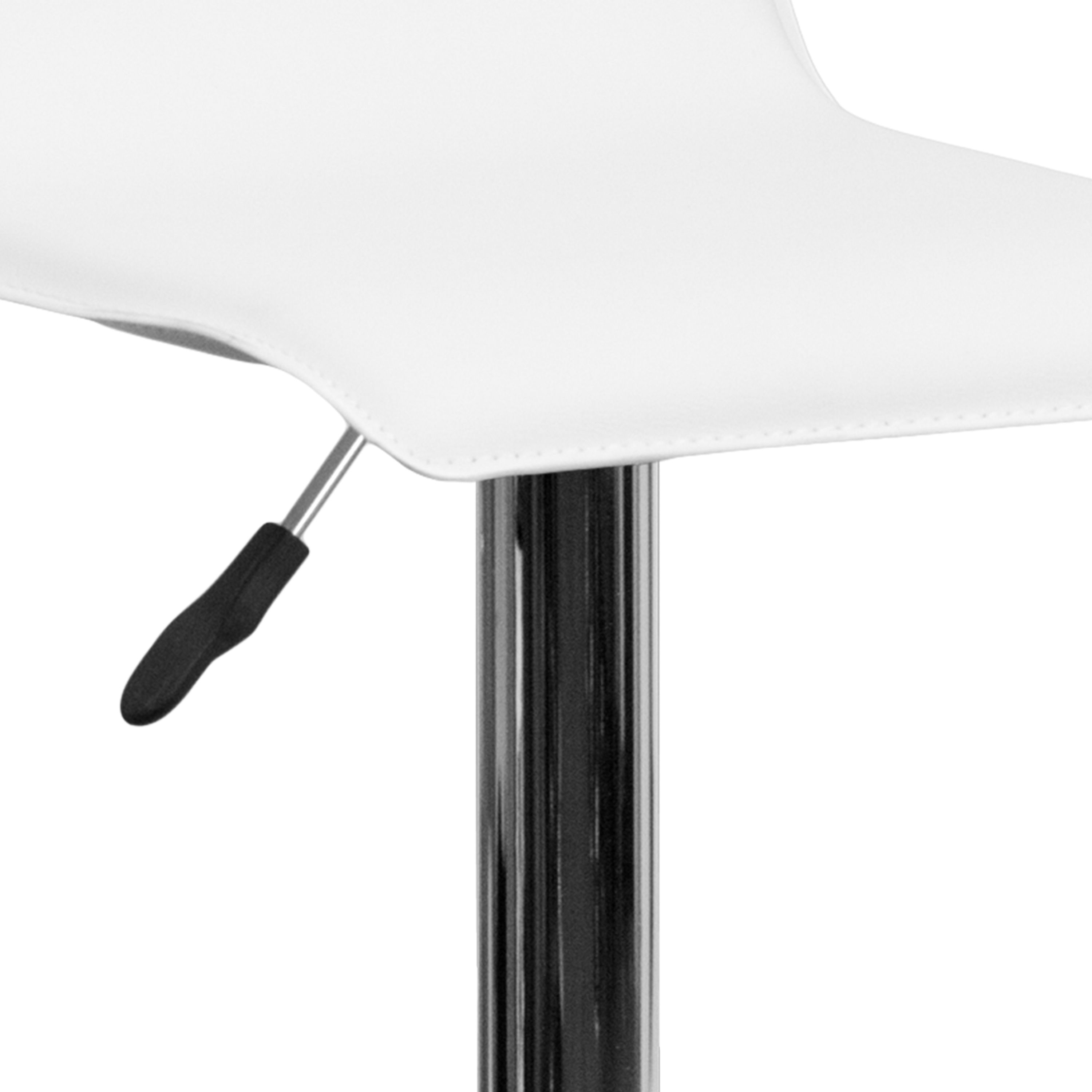 Taburete de bar de vinilo negro altura ajustable con asiento ondulado sólido - Imagen 30 de 31