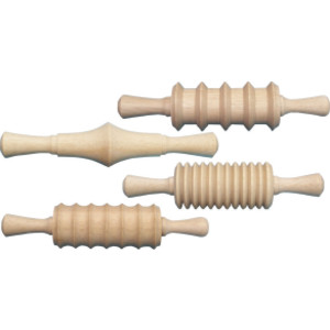 Wood Rolling Pin Set, 4 Patterns, 6", 4 Pieces
