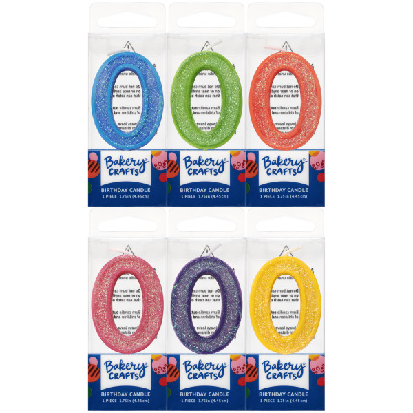 0 Mini Glitter Numeral Candles