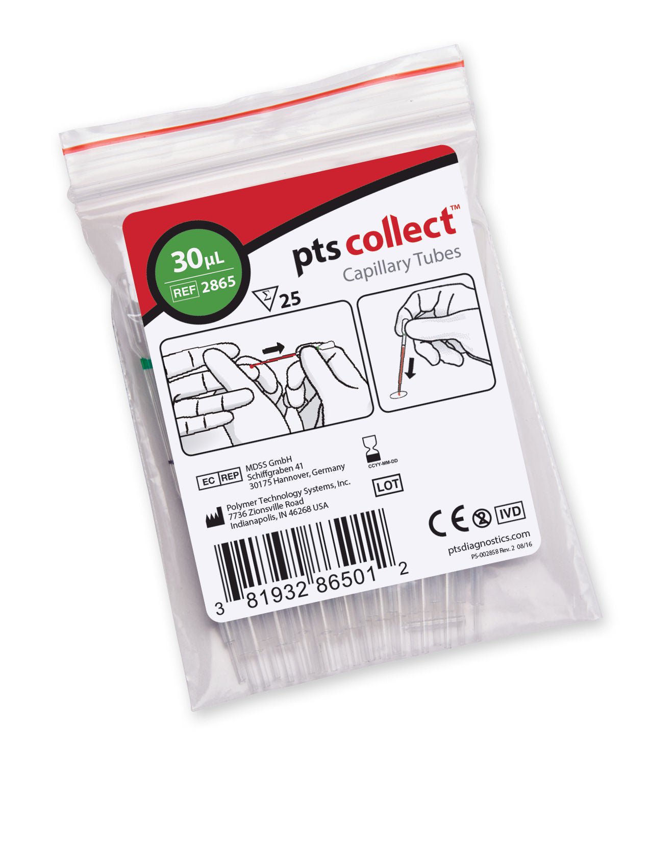 PTS Diagnostics TUBE, CAPILLARY PLAIN GRN 30ULGLS (25/BG)