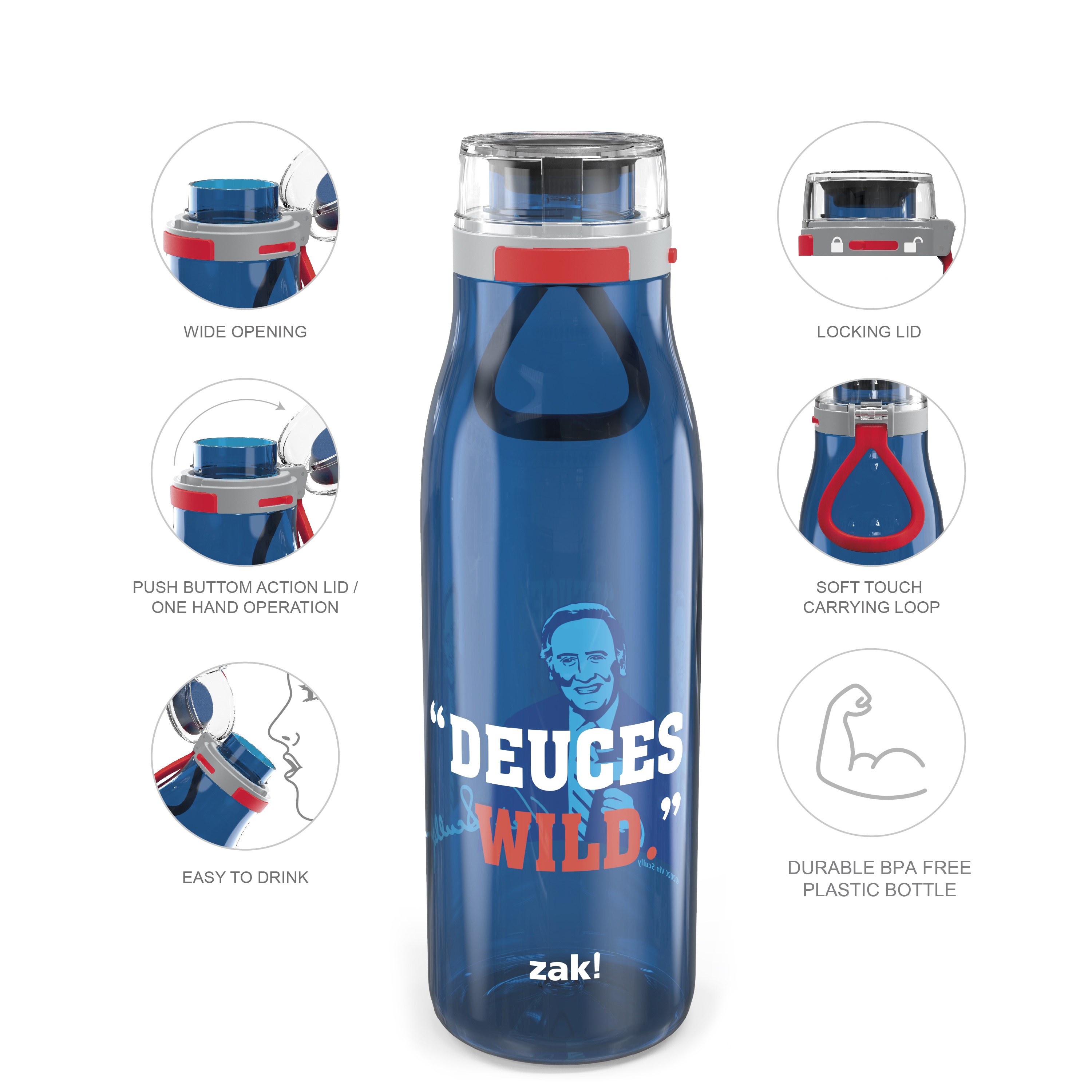 Zak Hydration 31 ounce Reusable Plastic Water Bottle, Vin Scully slideshow image 7