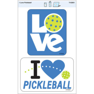 I Love Pickleball Vinyl Stickers, Pack of 2