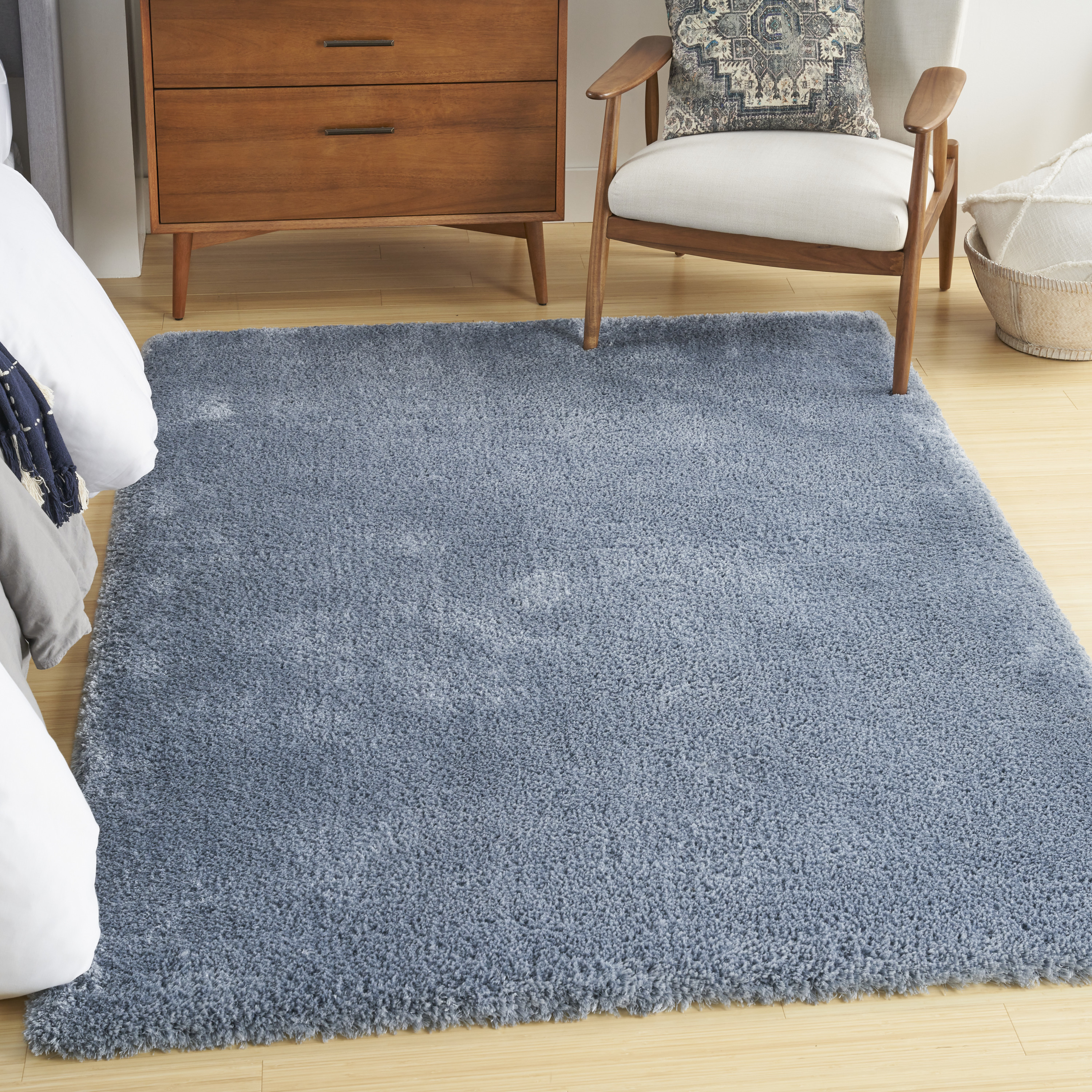 Nourison Dreamy Shag 5'3" x 7'3" Light Blue Shag Indoor Rug