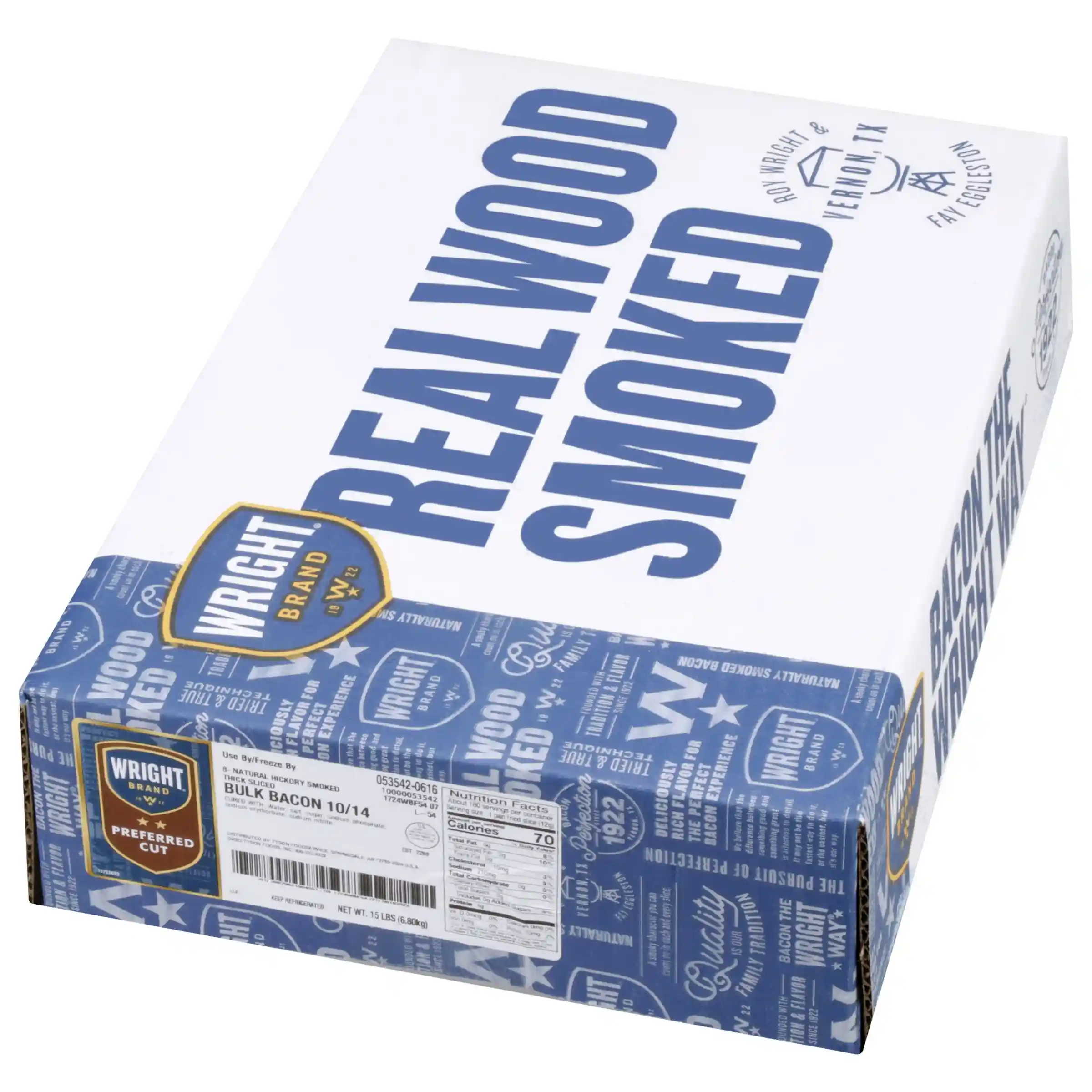 Wright® Brand Natural Hickory Smoked Thick Sliced Bulk Bacon 10/14_image_5