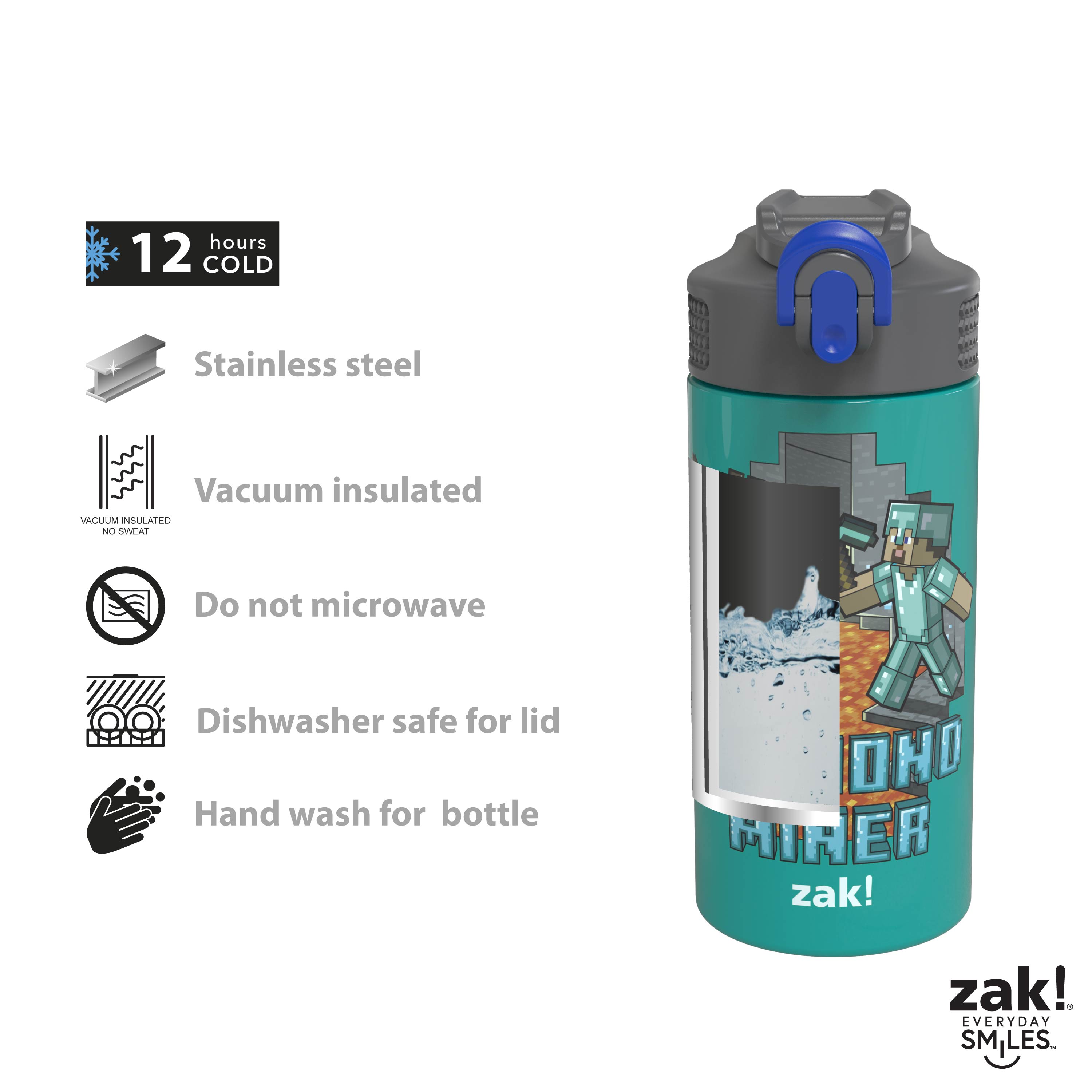 Minecraft 14 ounce Stainless Steel Vacuum Insulated Water Bottle, Diamond Miner slideshow image 8