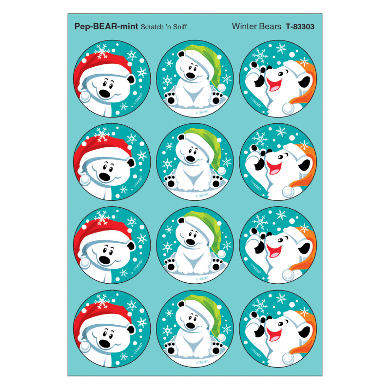 Winter Bears/PepBEARmint Stinky Stickers®, 48 Count