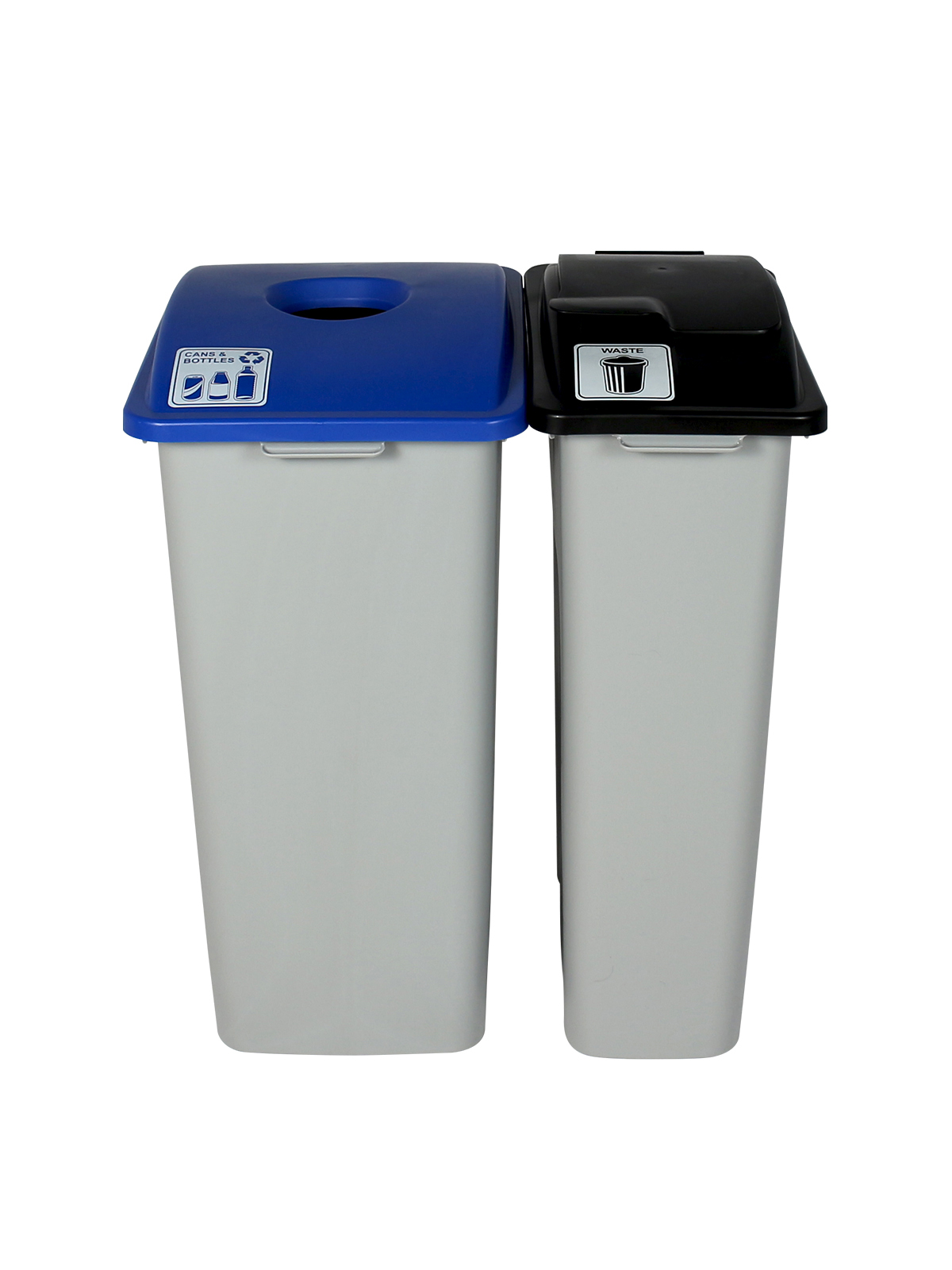 WASTE WATCHER – Double – Kit – Xl – Cans & Bottles-Waste – Circle-Solid Lift – Grey-Blue-Black