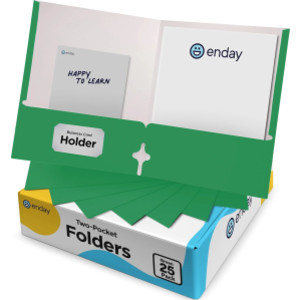 Two-Pocket Paper Folders, Letter Size, Green, 25 Pack