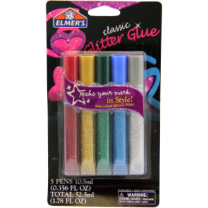 Washable Glitter Glue Pens, Classic Rainbow, 5 Count