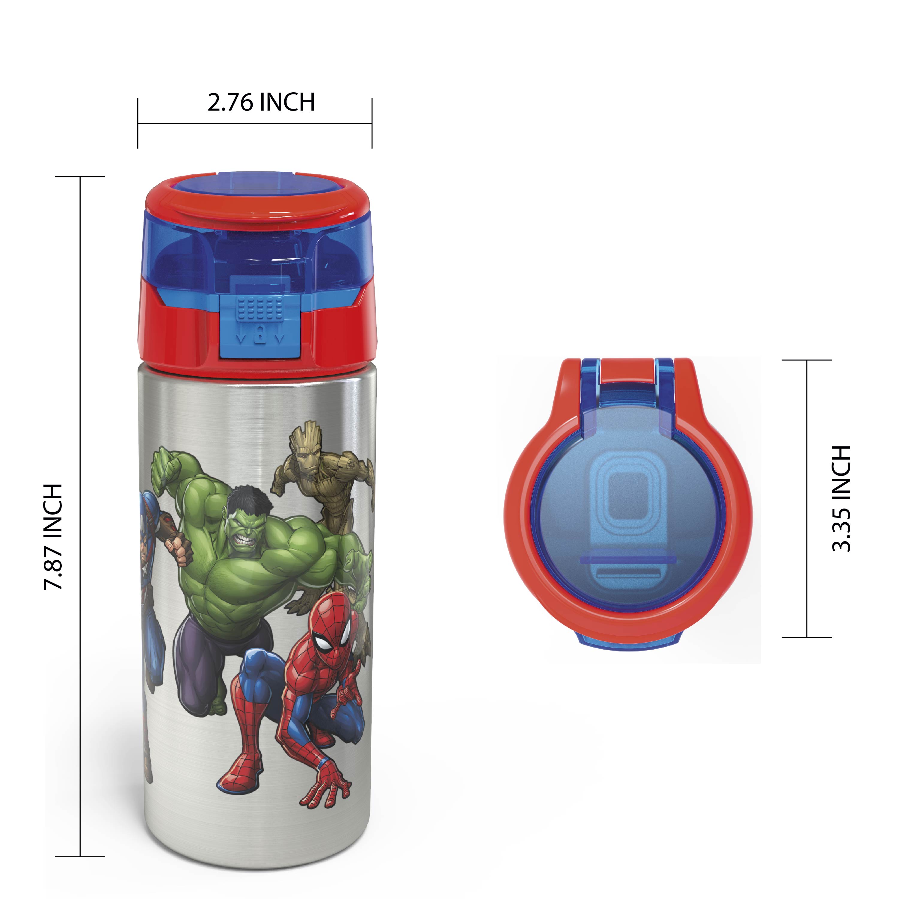 Marvel Comics 19.5 ounce Stainless Steel Water Bottle with Straw, Captain America, Spider-Man & The Hulk slideshow image 6