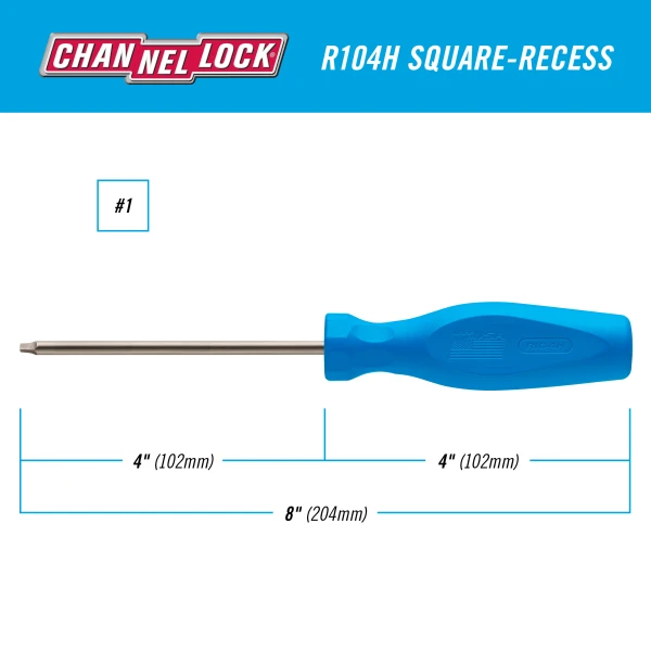R104H Square Recess #1 X 4-inch Professional Screwdriver