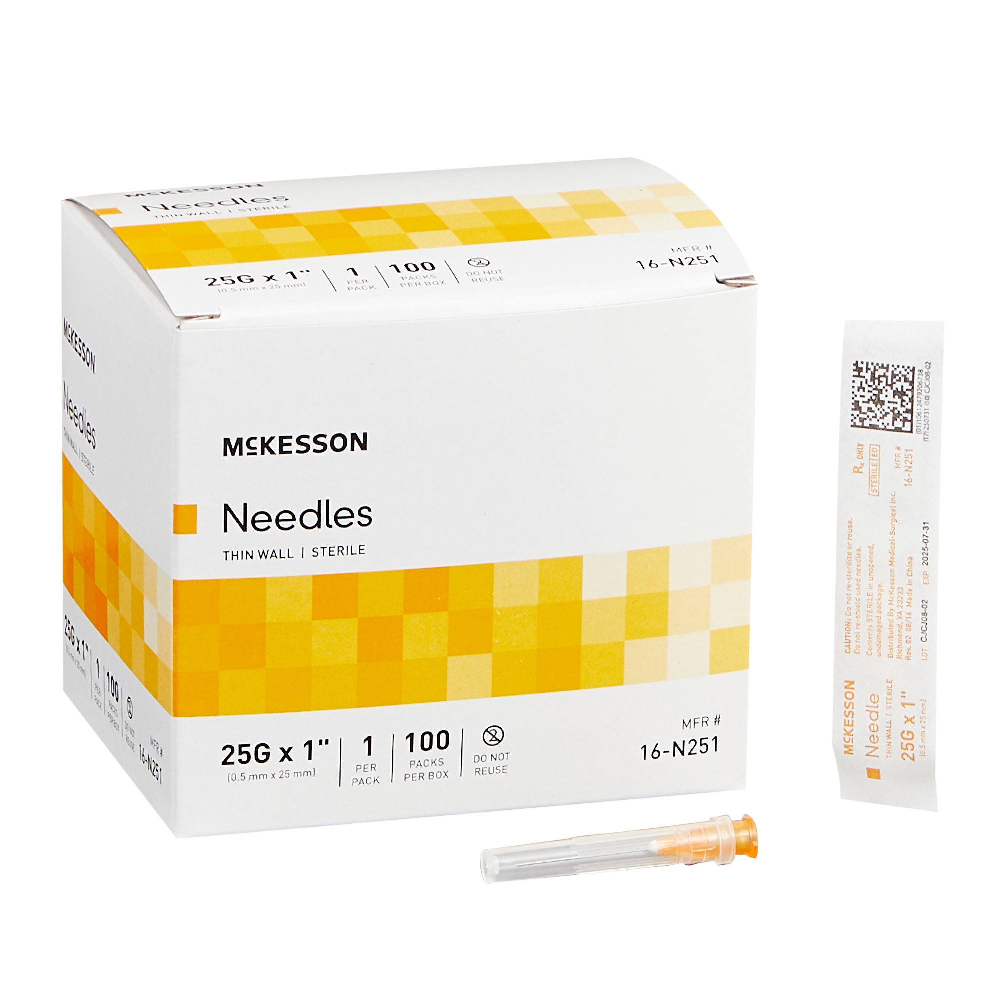 McKesson Hypodermic Needle, 25 Gauge, 1 Inch
