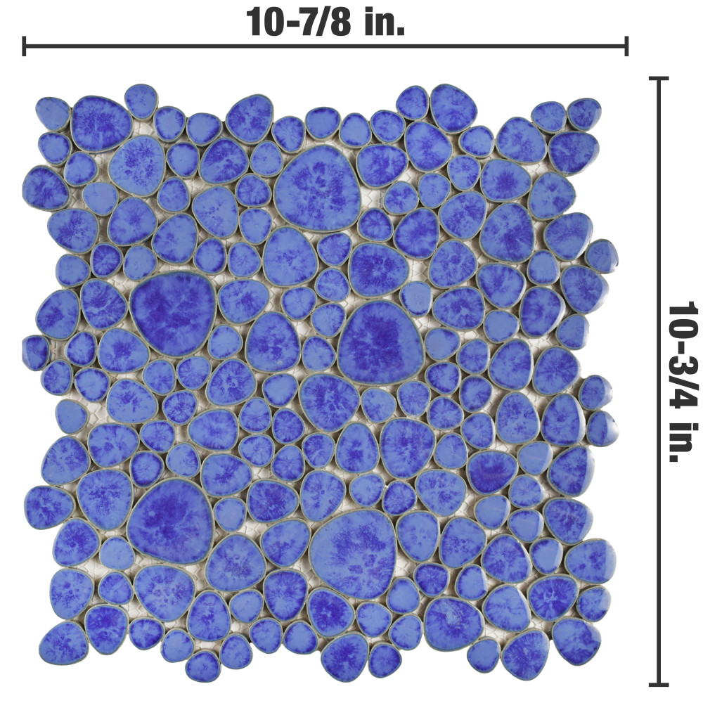 Pebble Blue Cloud 10-3/4 in. x 10-7/8 in. Porcelain Mosaic Tile