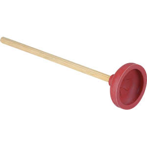 Carlisle, Flo-Pac®, Force Cup, 18" Wooden Handle, 6" Dia, Red