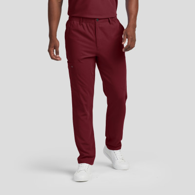 White Cross CRFT WB 418 Men&#8216;s Wrinkle Resistant Mid-Rise Elastic-Drawstring 7-Pocket Stretch Cargo Scrub Pants-White Cross
