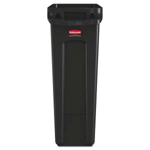 Rubbermaid Commercial, Vented Slim Jim, 23 gal, Resin, Black, Rectangle, Receptacle