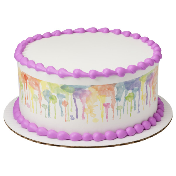 Bright Watercolor PhotoCake® Edible Image® Strips