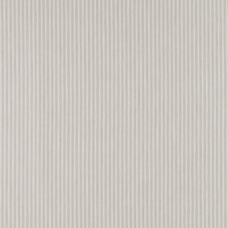 Off-white textured wallpaper with closely spaced thin dotted grey vertical stripes, covering an interior wall uniformly and creating a subtle linear pattern under even, neutral lighting.