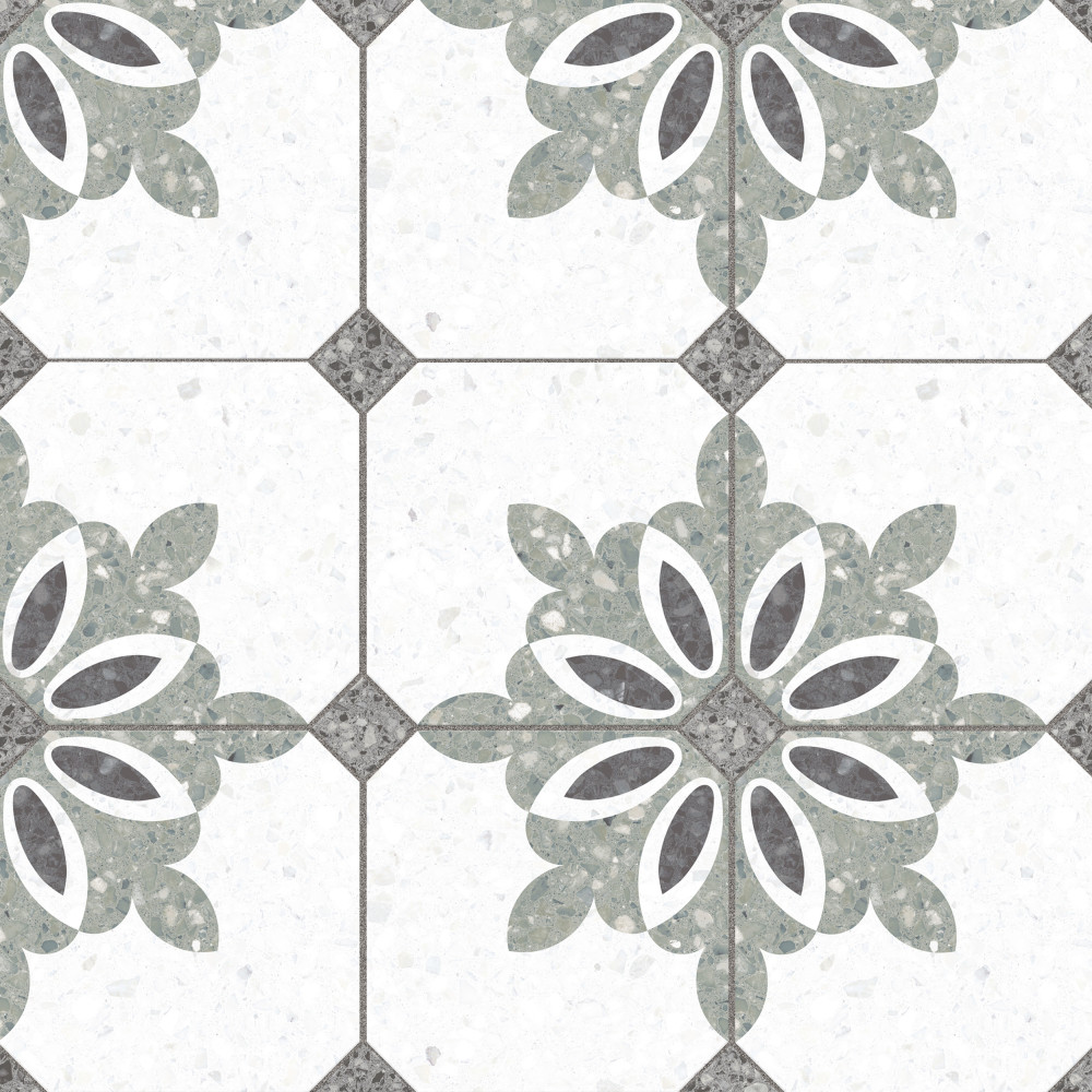 Riviera Octagon Antibes Verde 7-7/8 in. x 7-7/8 in. Porcelain Floor and Wall Tile