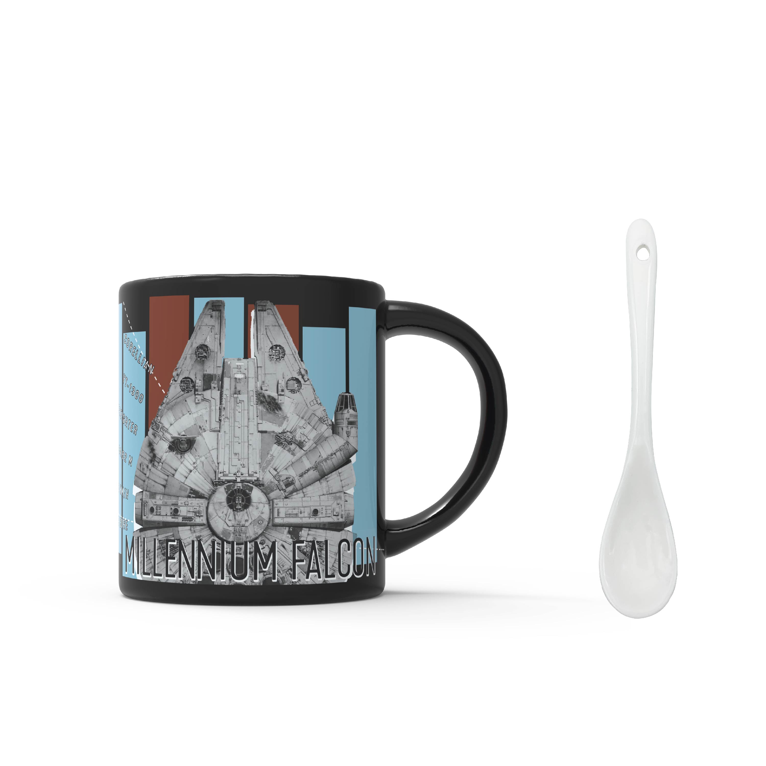 Star Wars 16 ounce Coffee Mug and Spoon, Millenium Falcon