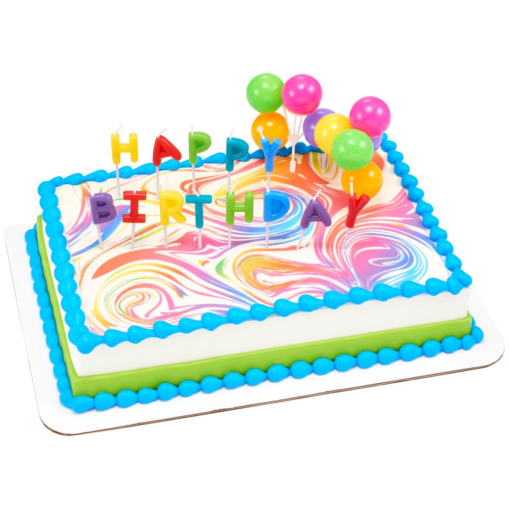 Image Cake Happy Birthday Neon Candles