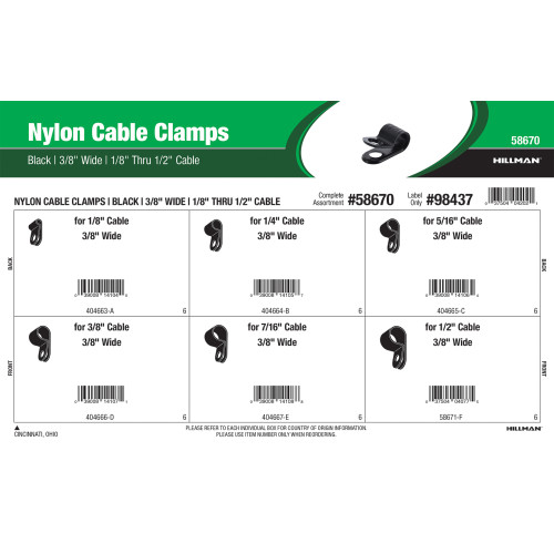Black Nylon Cable Clamps Assortment (3/8