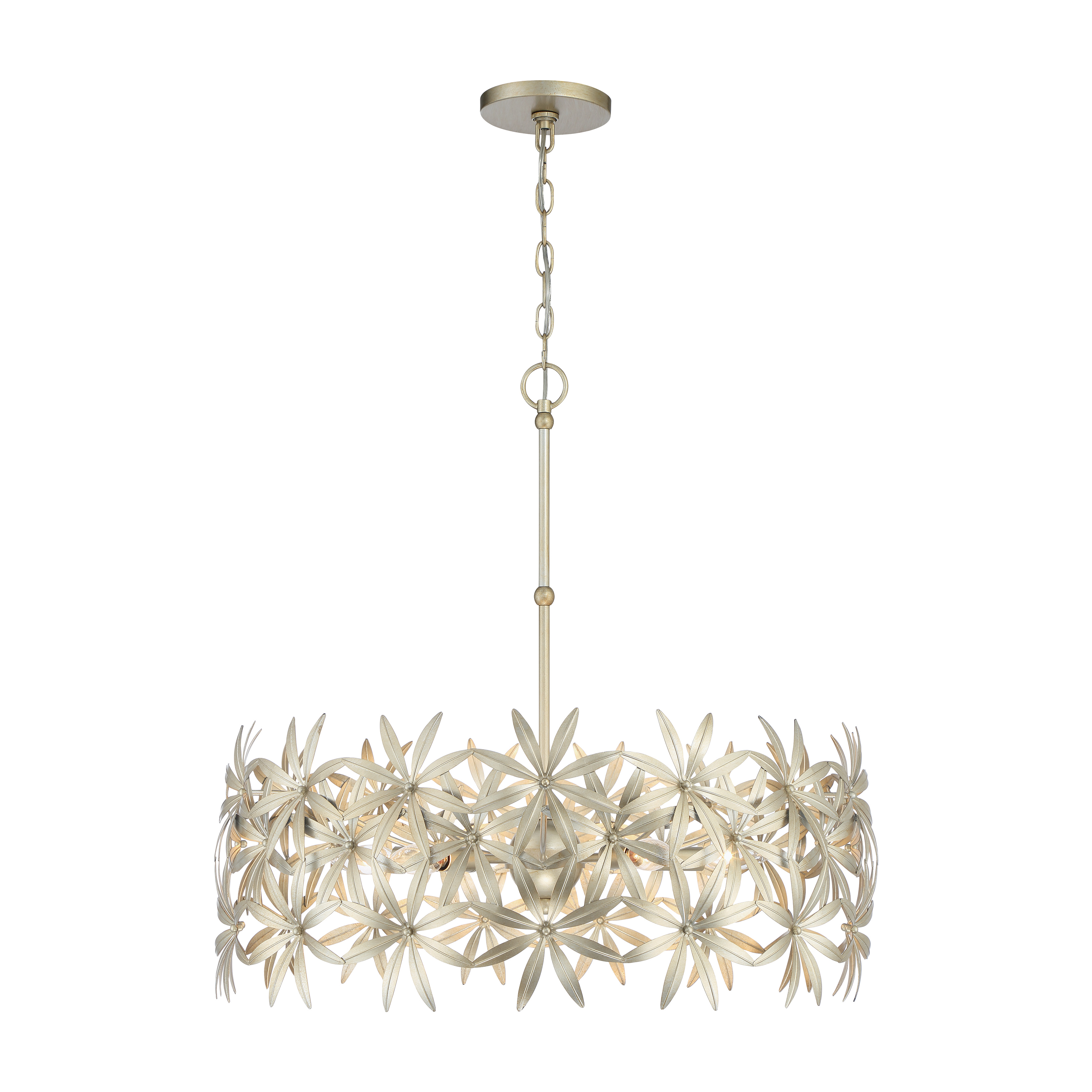 The Flower Child pendant brings nature-inspired artistry to modern spaces with its sculptural gold finish and five-light configuration. Perfect for creating a warm, inviting focal point over dining tables or kitchen islands. - alternate view