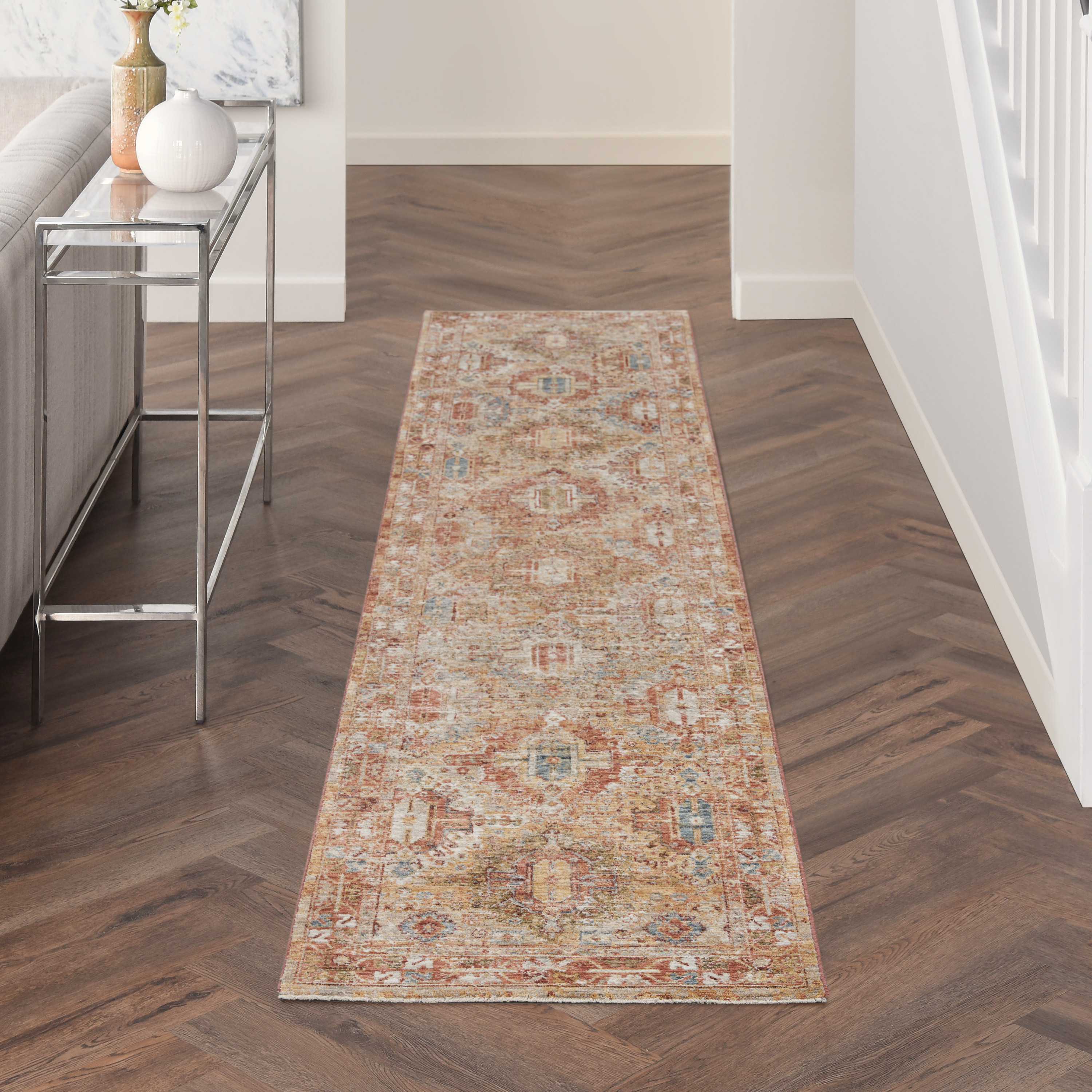 Nourison Sahar 2'3" x 10'2" Rust Vintage Indoor Rug