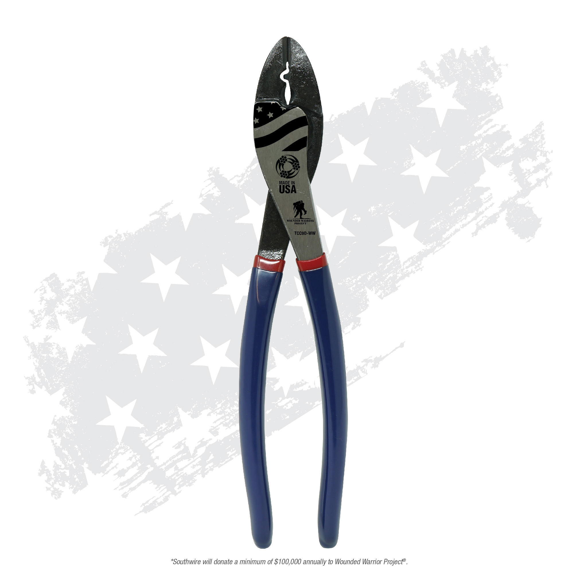 TCC9D-WW, Southwire 9" Terminal Crimper & Cutter, Dip Grip, Wounded Warrior Project